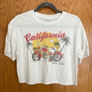 California Peanuts cropped White Graphic T-Shirt